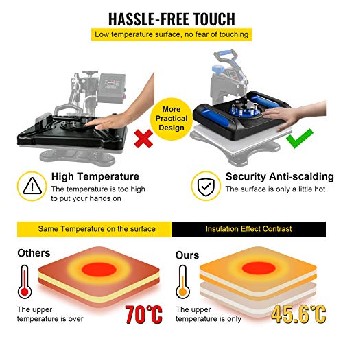 VEVOR Heat Press Machine for T-Shirts - 8 in 1 Heat Press Sublimation Machine with 360° Rotation/Dual-Tube Heating, 12 x 15 Swing Away Heat Press for DIY T-Shirts/Cap/Mugs/Heat Transfer Projects,Blue VEVOR