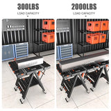 LARBANKE Combined Portable Folding Work Table,2-in-1 Sawhorse & Workbench,Waterproof Workbench with Extra Load Capacity with 8 Woodworking Clamps,8 Connecting Blocks,4 Limit Blocks LARBANKE