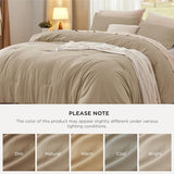 Bedsure Full Comforter Set, Khaki Soft Prewashed Bedding for All Seasons, 3 Pieces GentleSoft™ Bed Set, 1 Lightweight Comforter (82"x86") and 2 Pillowcases (20"x26") Bedsure