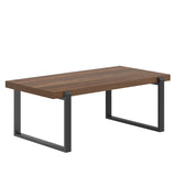 FOLUBAN Modern Coffee Table, Rustic Wood and Metal Center Table, Industrial Rectangle Cocktail Tea Table for Living Room, Walnut, 44 Inch FOLUBAN