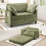 51" Convertible Loveseat Sofa Bed, 2 in1 Folding Sofa Bed, Loveseat Sleeper Sofa for Small Spaces, Fold Out Floor Couch with 2 Pillows for Apartment, Living Room & Guest Room, Green Chenille Fabric Myroyalsit