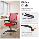 Home Office Chair Ergonomic Desk Chair Mesh Computer Chair with Lumbar Support Armrest Executive Rolling Swivel Adjustable Mid Back Task Chair for Women Adults, Red FDW