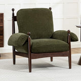 AQO Mid Century Modern Accent Chair with Arms, Upholstered Spindle Chair with Wood Frame, High-Resilience Sponge Cushion for Living Room Bedroom Office AQO
