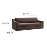 Modway Liora 87 Inch Stain-Resistant Performance Velvet Sofa in Chocolate Brown - 3 Seater Upholstered Sofa Couch for Living Room Seating - Comfy Deep Seat Sofa with Scoop Arms Modway