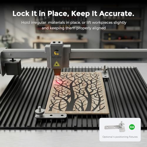 Cloudray 400x400mm Honeycomb Laser Bed with 4 Positioning Fixture Clamps, Desktop Laser Engraver Accessories, Honeycomb Working Table for CNC Laser Cutter, Each Working Area 15.7"x3.9", 4PCS, Black Cloudray