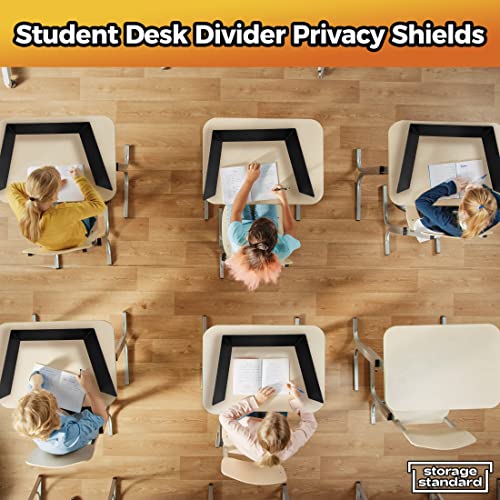 4-Pack Desk Dividers for Students - Durable & Waterproof Plastic Study Carrel Divider, Classroom Folders Teacher Supplies, Easy-to-Clean Plastic Privacy Shield Folder Boards for Student Desks, Black Storage Standard