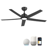 ocioc 52 Inch Smart Ceiling Fan,Modern Ceiling Fans with Lights and Remote,Compatible with Alexa/Google Home/APP,Reversible,Dimmable,3 CCT,Timer,Black Ceiling Fan for Bedroom,Living Room ocioc