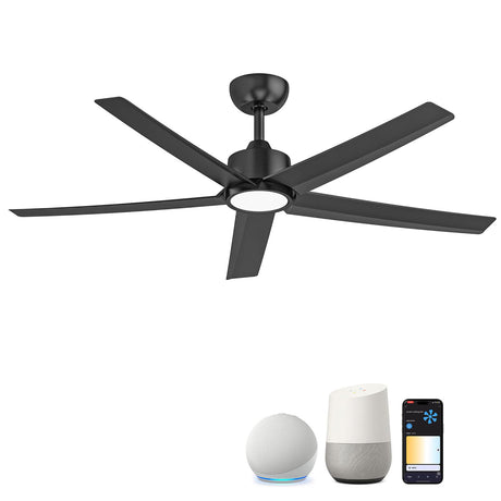 ocioc 52 Inch Smart Ceiling Fan,Modern Ceiling Fans with Lights and Remote,Compatible with Alexa/Google Home/APP,Reversible,Dimmable,3 CCT,Timer,Black Ceiling Fan for Bedroom,Living Room ocioc