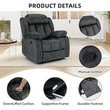 EBELLO Manual Recliner Chair, Classic and Fabric Recliner Sofa with Overstuffed Arms and Back for Living Room, Bedroom, Grey