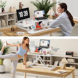 JOY worker Standing Desk Converter, 35" Height Adjustable Sit Stand Up Desk Riser with Keyboard Tray & 6 Fridge Magnets, Desktop Workstation Riser for Home Office Computer Laptop, White JOY worker
