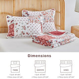 Joyreap 3 Pieces Floral Patchwork Quilt Set Twin, Burgundy Red n White Flowers Design, Smooth Soft Microfiber Quilt, Bedspread Bed Cover for All Season, 90x90 inches Joyreap