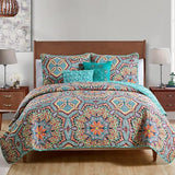 VCNY Home Yara Medallion 5 Piece Reversible Quilt Set, King, Aqua VCNY Home