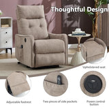 EZZUP Power Lift Recliner Chair with Vibration Massage and Heat for Petite Elderly, Small Lift Chair with Side Pocket Remote Control, Infinite Position, Polyester Fabric Khaqi