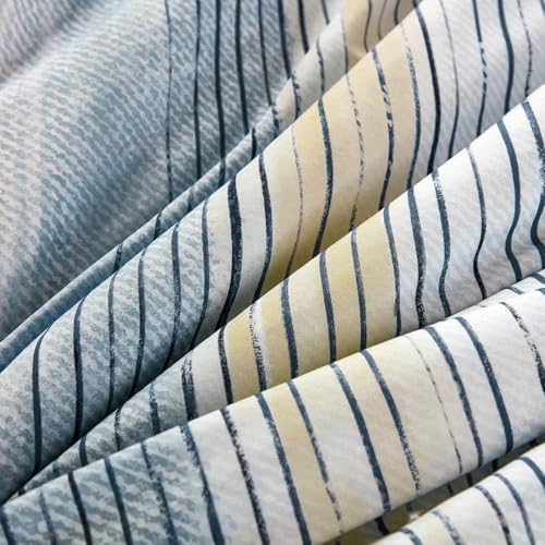 WONGS BEDDING Blue Comforter Set Full Size, 7 Pieces Full Bed in a Bag for All Season, Soft and Breathable Striped Bedding Set with Boho Comforter, Flat Sheet, Fitted Sheet, Pillowcases & Shams WONGS BEDDING