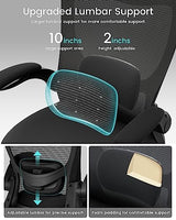 MUXX.STIL Office Chair, Ergonomic Desk Chair with Adjustable Lumbar Support and Flip up Armrest, Breathable Mesh Computer Chair for Home Office, Black MUXX.STIL