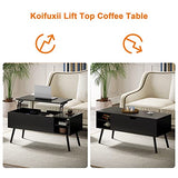 Koifuxii Coffee Table Lift Top - Black Coffee Table with Lifting Top and Hide Compartment Storage - Rectangle Coffee Table Wood - Lift up Coffee Tables for Living Room Koifuxii