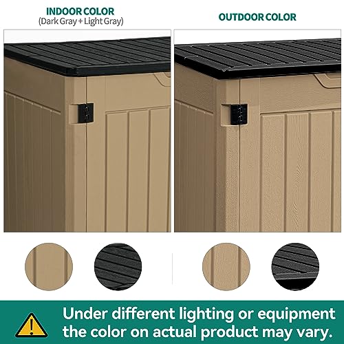 YITAHOME Extra Large Outdoor Horizontal Storage Shed, 4.5x4ft Resin Tool Sheds w/o Shelf, Easy to Assemble Waterproof Storage for Trash Cans, Garden Tools, Lawn Mower, Lockable, Brown YITAHOME