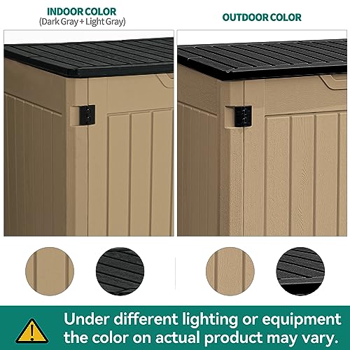 YITAHOME Extra Large Outdoor Horizontal Storage Shed, 4.5x4ft Resin Tool Sheds w/o Shelf, Easy to Assemble Waterproof Storage for Trash Cans, Garden Tools, Lawn Mower, Lockable, Brown - WoodArtSupply