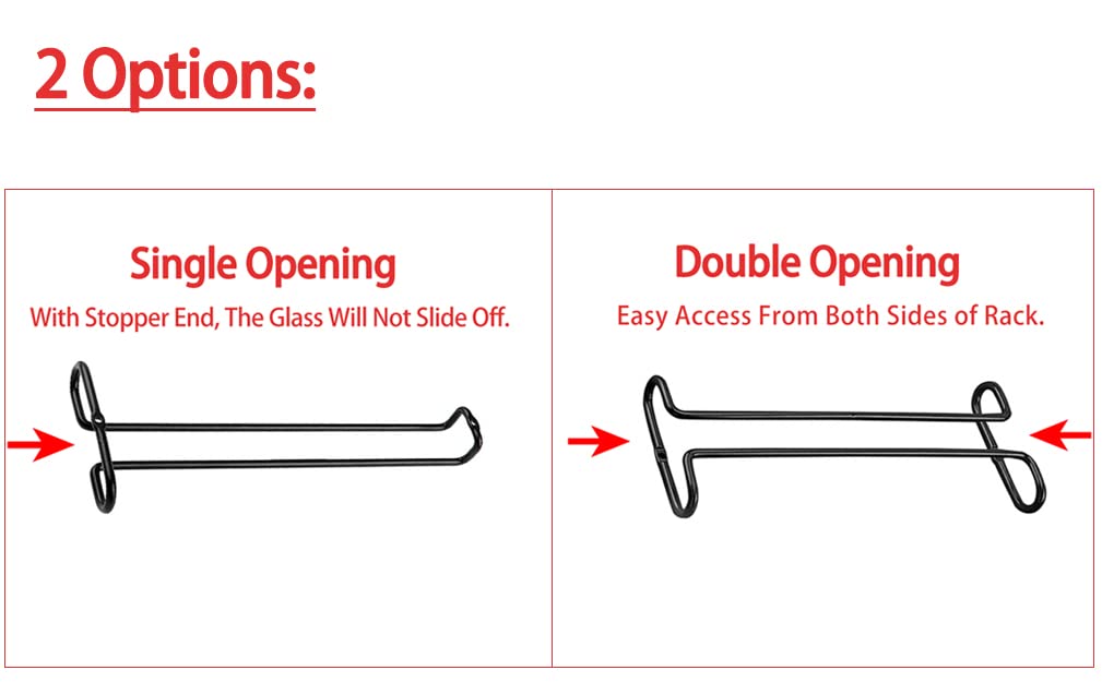 GeLive 10 Inch Under Cabinet Wine Glass Rack Stemware Holder Glass Storage Hanger Organizer for Kitchen and Bar Set of 2 (Black) GeLive