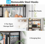 Tribesigns 43 Inch 5-Tier Industrial Bakers Rack with Storage and Hooks in Black Brown Tribesigns