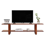 Tiita TV Stand with Storage for TVs up to 65'', Bamboo TV Console Entertainment Center with 2 Open Shelf, Mid Century Modern Media Console for Living Room, Bedroom, Walnut Tiita