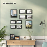 SONGMICS Picture Frames, 10 Pack Collage Picture Frames with Two 8x10, Four 5x7, Four 4x6, Photo Frame Set for Wall Gallery Decor, Hanging or Tabletop Display, Clear Glass Front, Ink Black SONGMICS