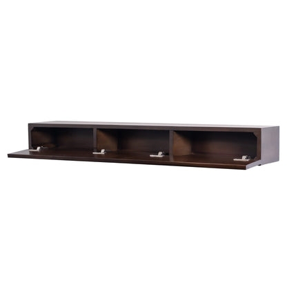 MANTELSDIRECT Houston Floating Wood Mantel Shelf with Hidden Storage Compartment - Cinnamon 60 Inch | Beautiful Wooden Rustic Shelf for TV Remotes, Controllers, and Décor