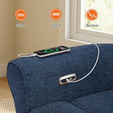 MCombo Compact Wall Hugger Power Recliner Chair for Small Spaces, Dual USB-A/C Ports, Rolled Arm Recliner for Living Room & RV, Fabric PR520 (Fabric, Navy Blue, Small)