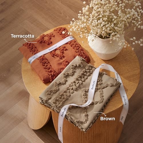 Bedsure Tufted Boho Comforter Set California King Size - Light Brown Boho Bed Set, GentleSoft™ 3 Pieces Farmhouse Shabby Chic Embroidery Bedding, Gifts for Woman, Jacquard Comforter for All Seasons Bedsure