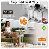 JOY worker Mobile Standing Desk, 35In Small Height Adjustable Desk with Drawer, Rolling Treadmill Desk Workstation with Wheels, Portable Walking Pad Table for Home Office, White JOY worker