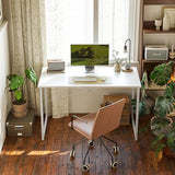 Cubiker Computer Desk, 47 inch Small Home Office Desk for Small Spaces, Modern Simple Style for Home, Office, Warm White Cubiker