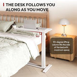 SANODESK Mobile Standing Desk with Hidden Wheels,Pneumatic Laptop Desk Rolling Computer Cart Movable Height Adjustable Small Sit Stand Desk for Home Office(27.6" W x 15.7" D, White) SANODESK