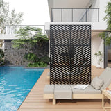 72" h × 47" w Outdoor Privacy Screen, Laser Cut Metal Garden Divider Panel with Tropical Leaf Design, Freestanding Weatherproof Privacy Fence for Patio Deck Backyard Balcony PeakPursuit