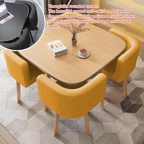 Modern Four Person Dining & Conference Table Set - Round & Square Shapes - Living Room, Kitchen & Office, Green Table Set WAZCSD
