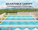 PURPLE LEAF 10' X 12' Outdoor Retractable Pergola with Sun Shade Canopy Cover White Patio Metal Shelter for Garden Porch Yard BBQ Beach Gazebo Grape Trellis Pergola, Turquoise Blue PURPLE LEAF