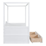 Merax Twin Size Canopy Day Bed with 2 Drawers, White Merax