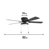 Portage Bay 50251 Hugger 52" Matte Black West Hill Ceiling Fan with Bowl Light Kit Portage Bay