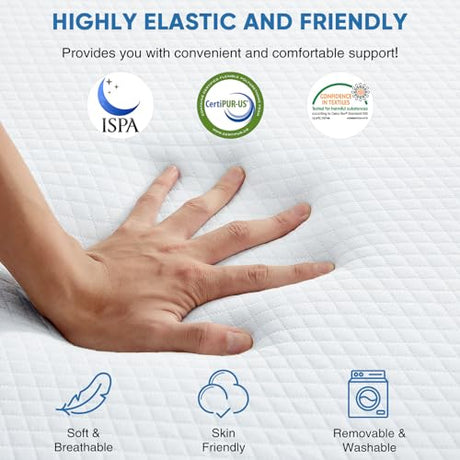 KMFurnila Folding Memory Foam Mattress, 4" Tri-Fold Single Mattress Topper with Washable Cover, Non-Slip Portable Guest Floor Bed for Travel Camping KMFurnila