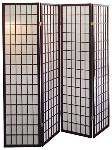 SQUARE FURNITURE Panel Shoji Screen Room Divider 3-10 Panel (4 Panel, Black, White, Cherry, Natural) SQUARE FURNITURE
