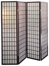 SQUARE FURNITURE Panel Shoji Screen Room Divider 3-10 Panel (4 Panel, Black, White, Cherry, Natural) SQUARE FURNITURE