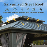 Domi Hardtop Gazebos 12x12FT, Aluminum Metal Gazebo with Galvanized Steel Double Roof Canopy, Curtain and Netting, Permanent Gazebo Pavilion for Patio, Backyard, Deck and Lawn, Grey domi outdoor living