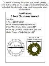 5 Foot L.E.D. Christmas Wreath with Pre-Lit Red Bow - 60 inch - 400 L.E.D. Lights - Indoor - Outdoor - Commercial Grade - ACWreaths ACWreaths