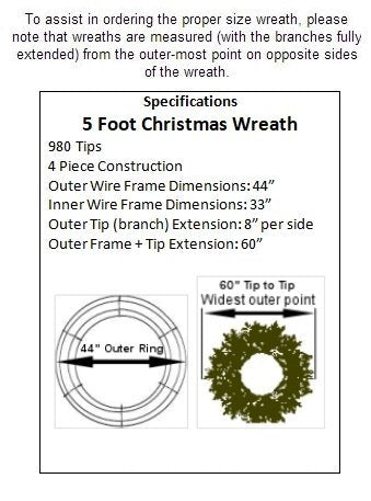 5 Foot L.E.D. Christmas Wreath with Pre-Lit Red Bow - 60 inch - 400 L.E.D. Lights - Indoor - Outdoor - Commercial Grade - ACWreaths