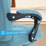 KCREAM Erogonomic Reclining Office Chair with Footrest, High Back Fabric Cute Comfortable Recliner Office Desk Chair with Leg Foot Rest for Women,Blue KCREAM