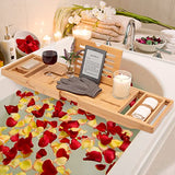 Temple Spring Bathtub Tray -Bamboo Luxury Bathroom Accessories-Bath Spa Gifts for Women & Men-Bath Tray for Bathroom Essentials-Bath Caddy Bath Tray for Tub-Wooden Tray for Bathtub Accessories-Natural Temple Spring