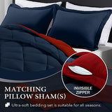 downluxe Twin Comforter Set - Red and Navy Twin Comforter, Soft Bedding Sets for All Seasons -2 Pieces - 1 Comforter (66"x92") and 1 Pillow Sham(20"x26") downluxe