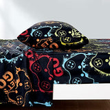 Chezmoi Collection 4-Piece Kids/Teens Gamer Sheet Set - Soft Microfiber Multi-Color Video Games Gamepad Whimsical Fun Kids Sheets, Full Size Chezmoi Collection