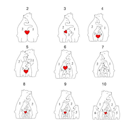 Personalized Wooden Bear Puzzle with 1-8 Family Name, Custom Family Name Sculpture - Ideal for Christmas, Birthdays, Housewarming - Unique Wooden Decor Gift for Mom and Dad - WoodArtSupply