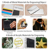 366PCS Engraving Material Box: DIY Materials to All Laser Engravers with Instructions - 43 Kinds of Laser Engraving Supplies Including Fabric, Metal, Wood, Acrylic, Rubber, PU Leather Lamnhin