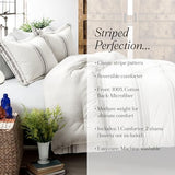 Lush Decor Stripe Reversible Cotton Comforter Set, Cozy Farmhouse Bedding Set, Full/Queen, Gray, 3 Piece Set Lush Decor